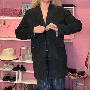 STYLE & CO Black suede Leather Coat